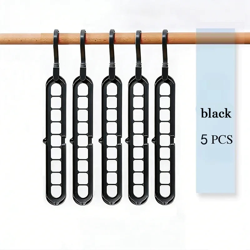5 PCS Set 9-Hole Clothes Hanger Organizer Wardrobe Space Saving Storage Hanger for Clothes Folding Magic Hangers Closet Drying Racks Home Clothing Accessories