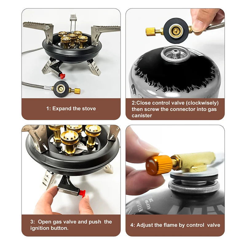 NEW Arrivals BRS-201A Portable Travel Camping Beach BBQ Gas Stove 16000W High Pressured Propane Butane Gas Burner Outdoor Emergency Stove with Piezo Ignition