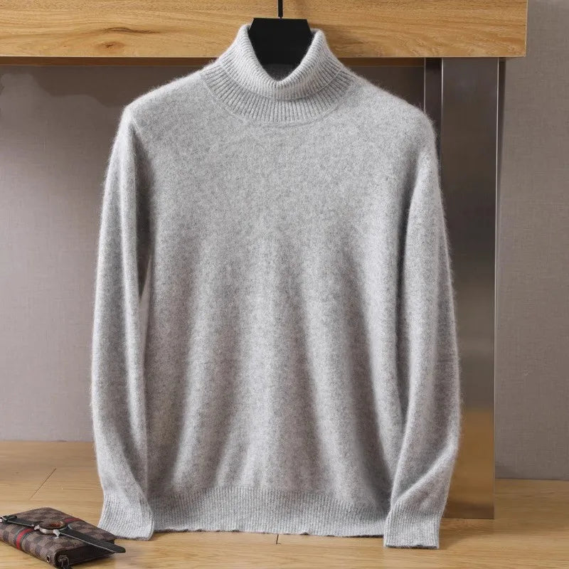 S-3XL Plus Size 5 Colors Women's Men's 100% Pure Mink Cashmere Sweater High Lapels Pullovers Knitted Winter New Tops Long Sleeve High-End Jumpers