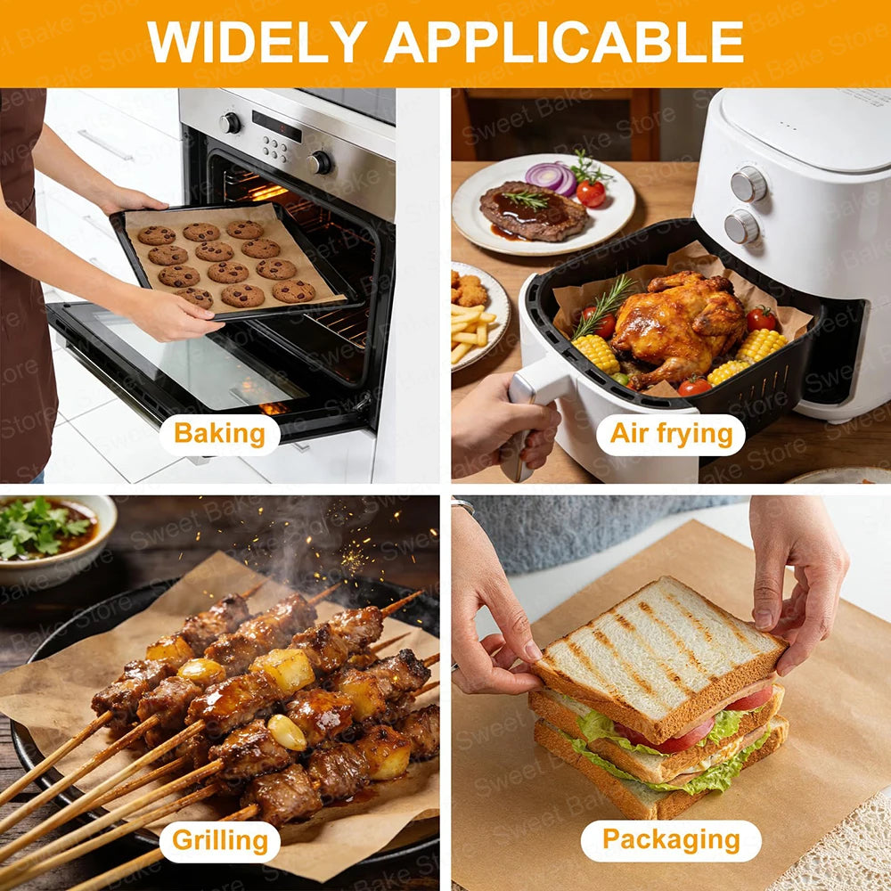 NEW Arrivals Parchment Paper Sheets, Unbleached Non-Stick Paper Mats, for Baking, Pastry Cooking, Grilling, Frying, Steaming and Air Fryer (20x30cm) Cooking Tools Set