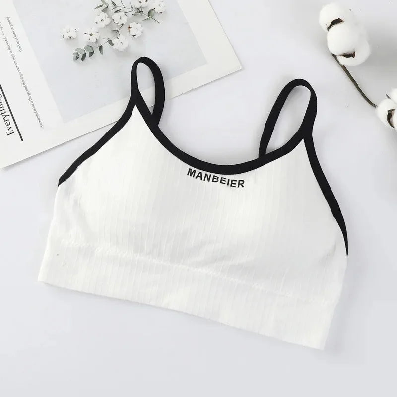 NEW Arrivals 12 Colors Girls Strapless Bra with Chest Pad Women's Outdoor Running Wear No Steel Ring Yoga Sports Wrap Chest Anti-Light Vest Beautiful Back Underwear