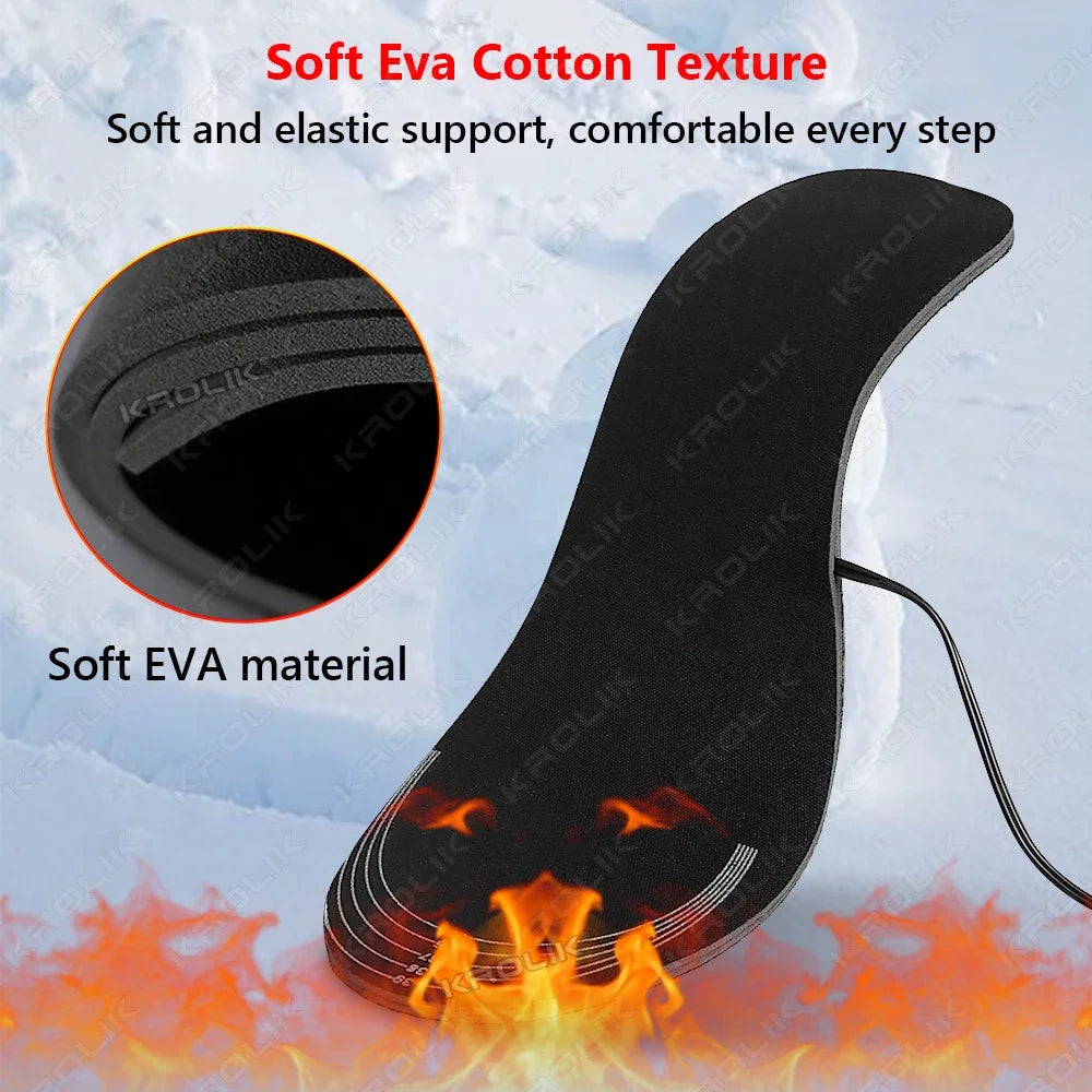 NEW Arrivals 1/2 Pair 35-46 EU Size Women Men Children Electrically Heated Insoles Foot Warming Warmer Pad Mat Winter Outdoor Ski Walking Heating Insole Winter Warm Unisex Footwear Accessories Sports Supplies
