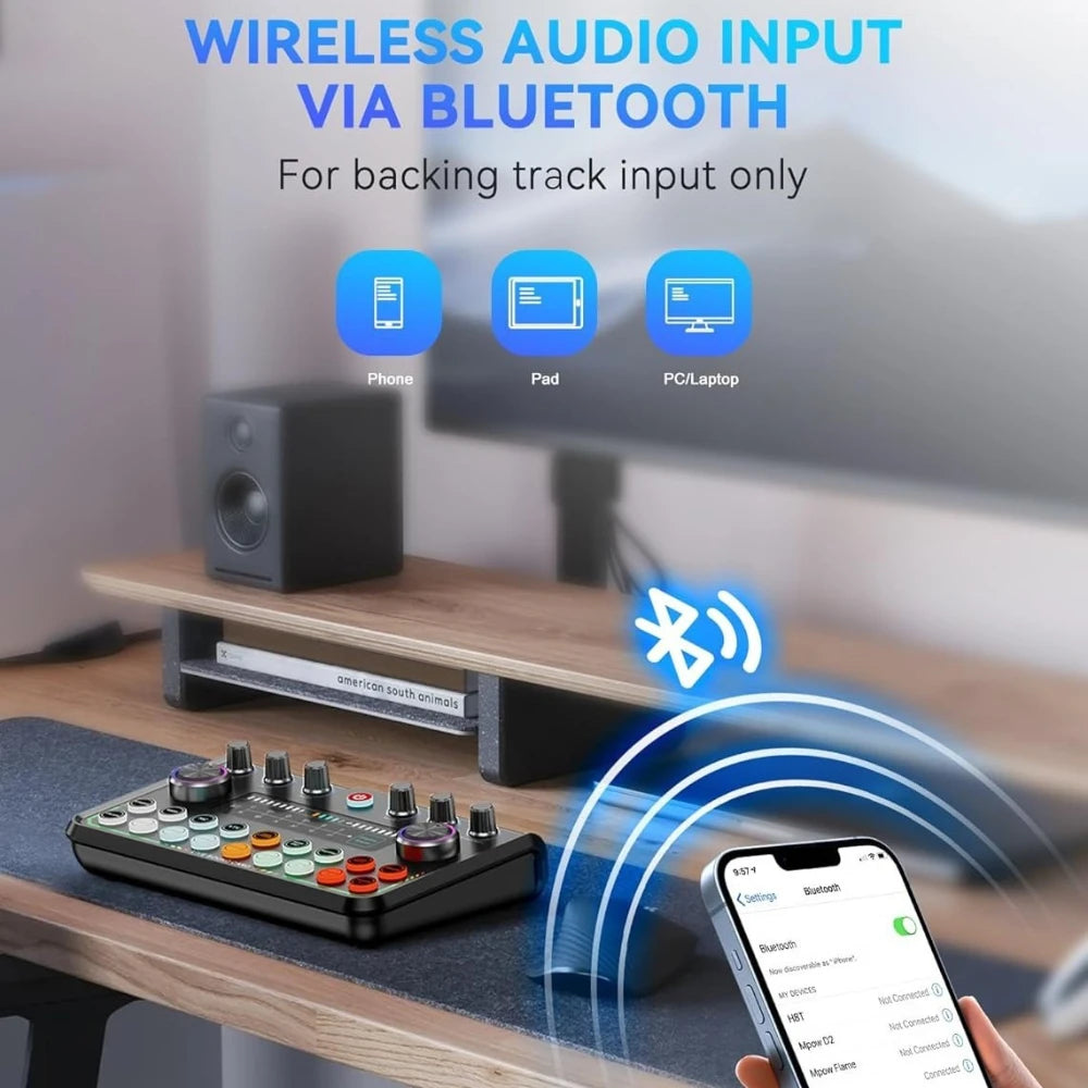 Professional P99 Live Sound Card Podcast Equipment Live Broadcast DJ Device with MC98 Microphone Set For Music/Recording Live Streaming