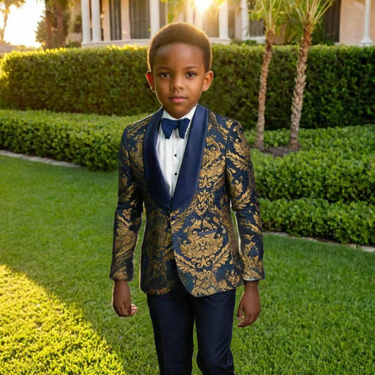 New Arrivals 2PCS Set High Quality Boys Luxury Blazer Pants Set For Birthday Wedding Evening Party Special Formal Events Classic Child Regular Fit Suits Wedding Ring Bearer Outfit Children Luxury Fashion Clothing Supplies