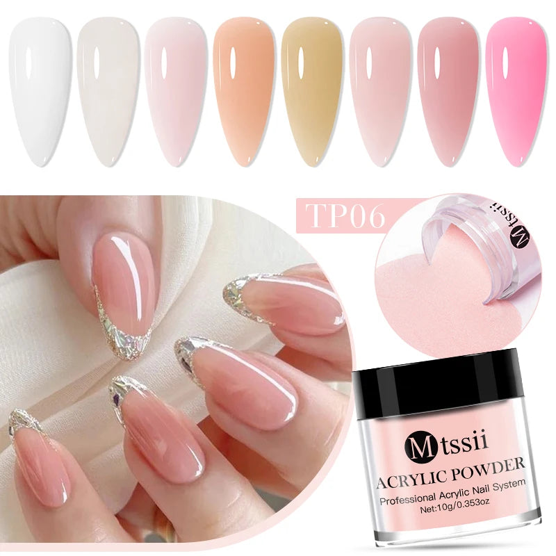 8pcs Nail Acrylic Powder Liquid Set Clear Nude Pink Monomer Liquid Set With Nail Brush For Nails Extension Carving Flower DIY Women Beauty Salon Spa Accessories Nail Care Tools Set