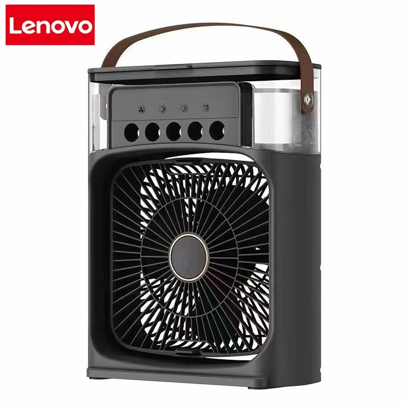 Original LENOVO 3 in1 Fan Air Conditioner Household Medium Whirlwind Turbo Air Cooler Led Night Light Portable 5 Nozzles Humidifier Air Adjustment Water Mist Fan Office Home Fan Air Cooling Supplies.