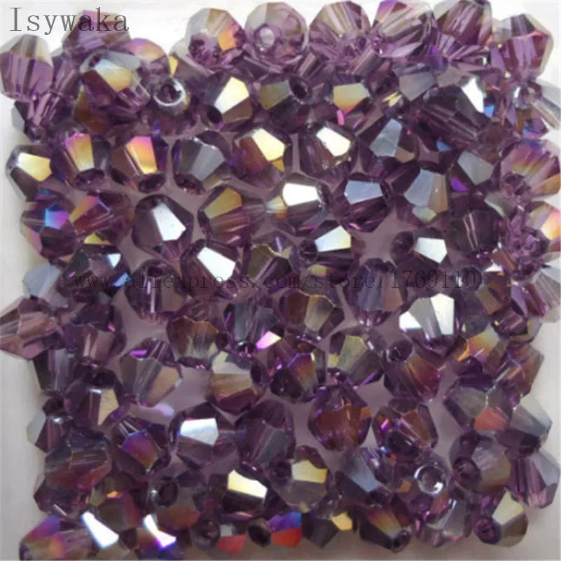 33 Colors 100 PCS Set Blue Multicolor 4mm Bicone Austria Crystal Beads Charm Glass Beads Loose Spacer Bead for DIY Jewelry Making Apparel Accessories Tools Set