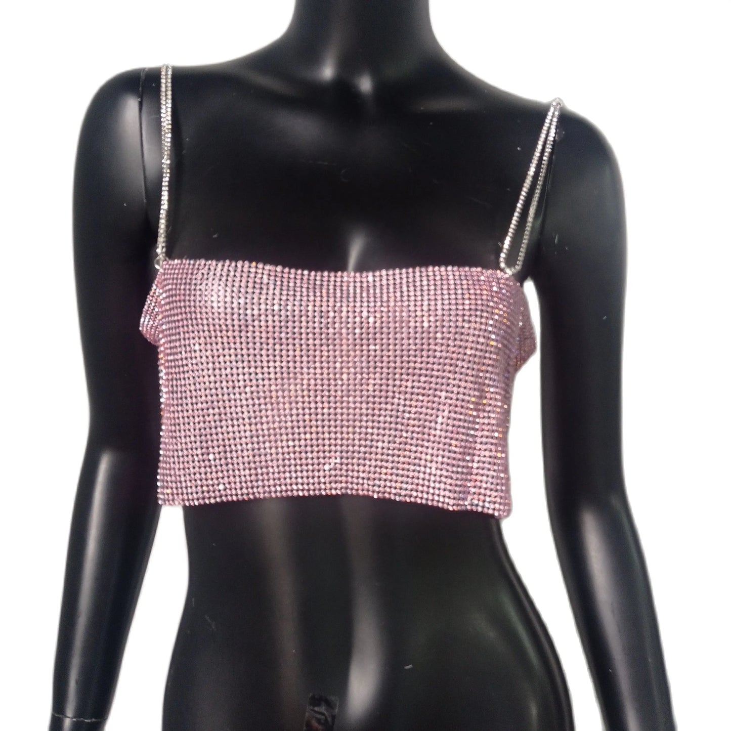 NEW 7 Colors Festival Queen Sequin Shiny Crystal Chain Luxury Tank Top Glitter Metal Mesh Halter Metallic Strap Crop Tops Festival  Party Sexy Women Tops