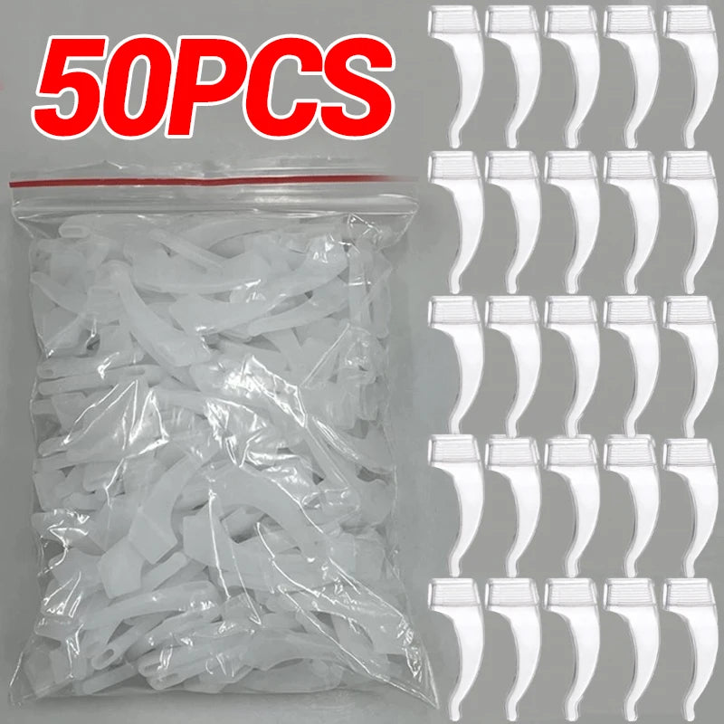100 PCS Set Anti-Slip Silicone Ear Hooks Glasses Eyeglasses Leg Elastic Ear Grip Stopper Bracket Fastener Accessories Temple Anti-Fall Eyewear Holder Women Men Optical Accessories