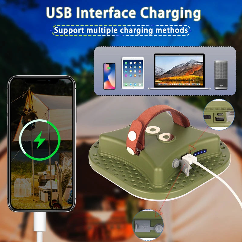 Solar Charging Tent Strong Light with Magnet Zoom Portable Torch Camping Lantern Work Maintenance Lighting 80W LED Lights