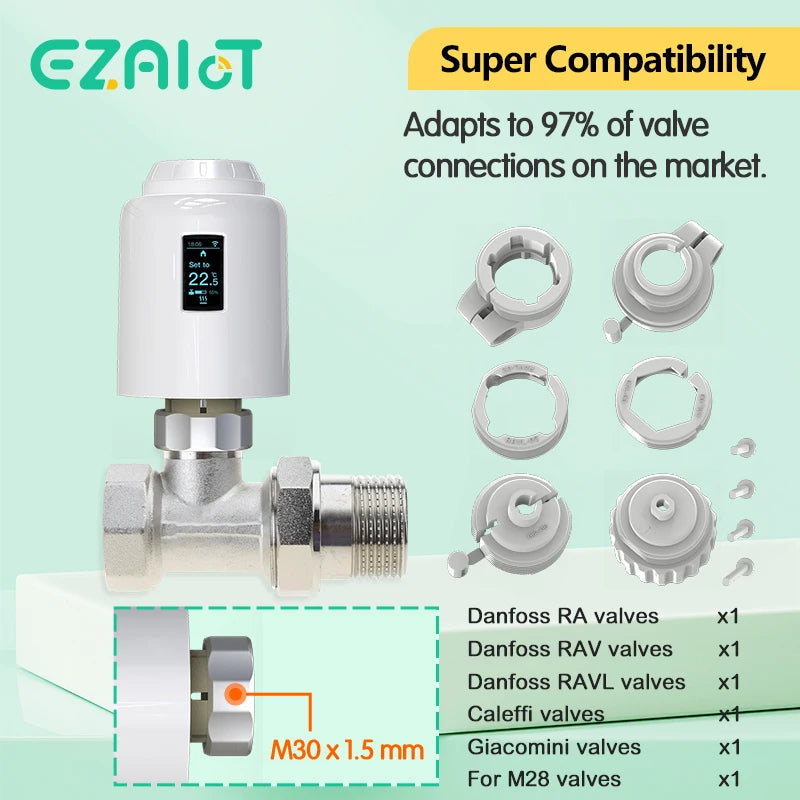 TRV TUYA Radiator Actuator Valve Bluetooth Smart Programmable Thermostat Temperature Heater Control Alexa Google Home Voice