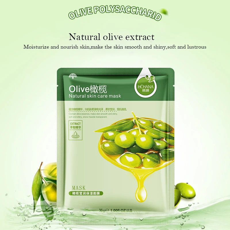 NEW Arrivals 30pcs ( 5pcs each type) Natural Plant Facial Mask Moisturizing Oil Control Firming Hyaluronic Acid Fruit Aloe Korean Sheet Face Mask Beauty Skin Care Products