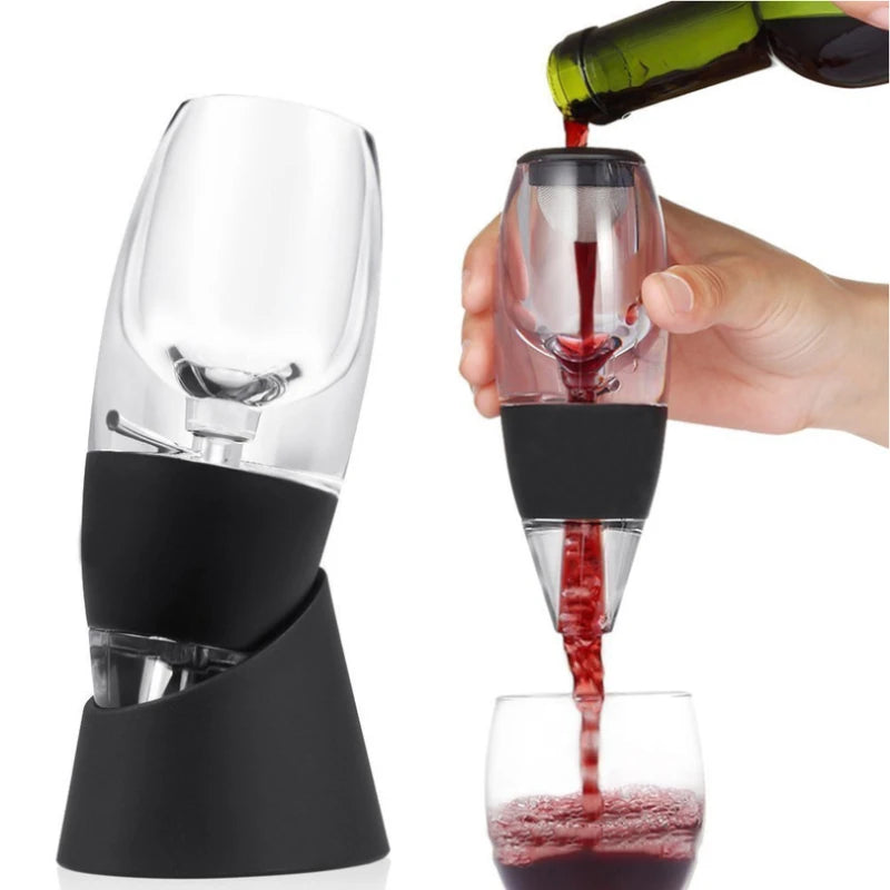 1 Set Professional Magic Red Wine Decanter Pourer with Filter Stand Quick Air Aerator Alcohol Dispenser for Home Office Hotels Bars Pubs Restaurants Dining Bar Essential Set New
