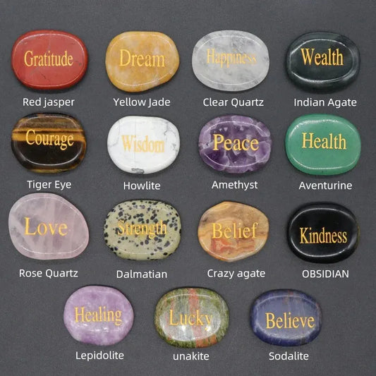 2pcs/Set Natural Stone Inspirational Stones Crystal Amethyst Quartz Tiger Eye Onyx Engraving Room Decoration Jewelry Accessories