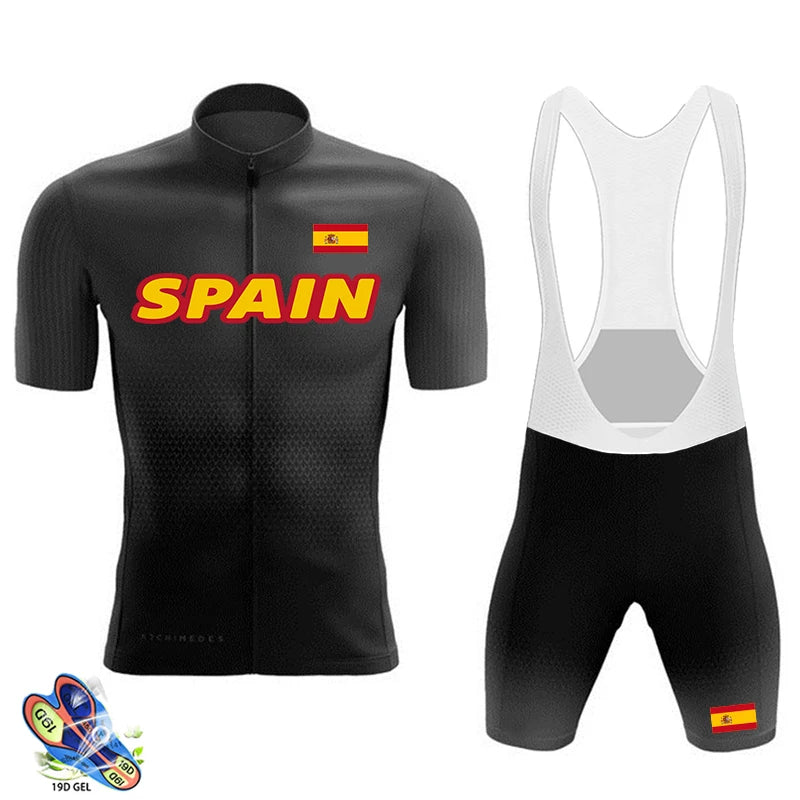 SPAIN Team Cycling Jersey Set 2022 Summer Men Short Sleeve MTB Sports Cycling Clothing Bicycle Maillot Ropa Ciclismo Hombre Suit