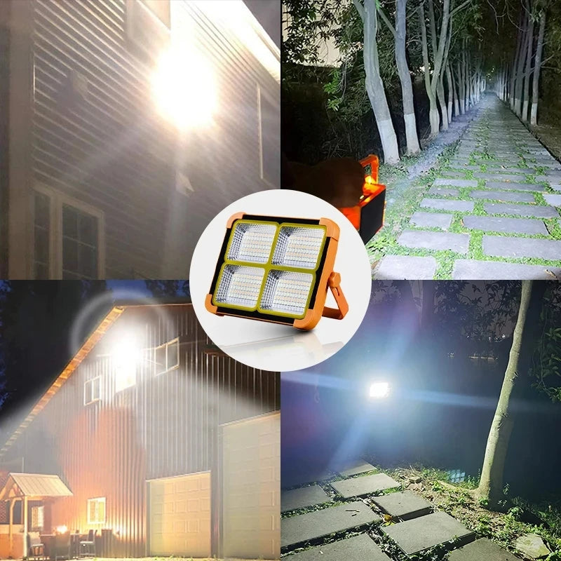 Solar Work Light Outdoor LED Solar Light 38000000LM Powerful External Solar Lamp Spotlights Emergency Camping Lawn Night Beach Party Light Hanging Lamp