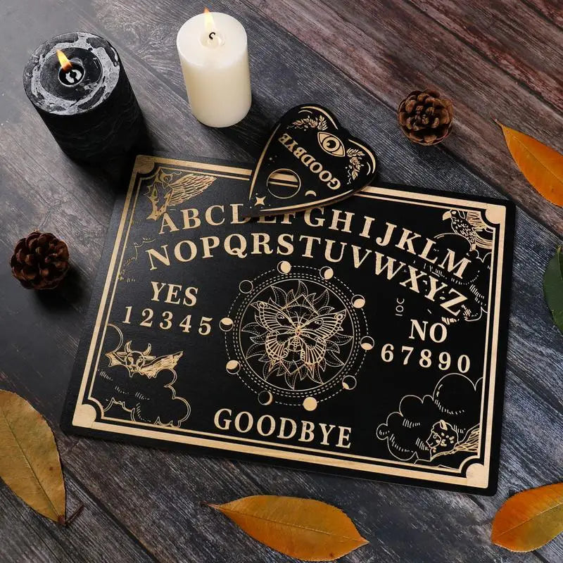 12inch Ouija Board Wooden Divination Pendulum Board Engraved Ma-gic Board Metaphysical Message Witch Pendulum Board Kit