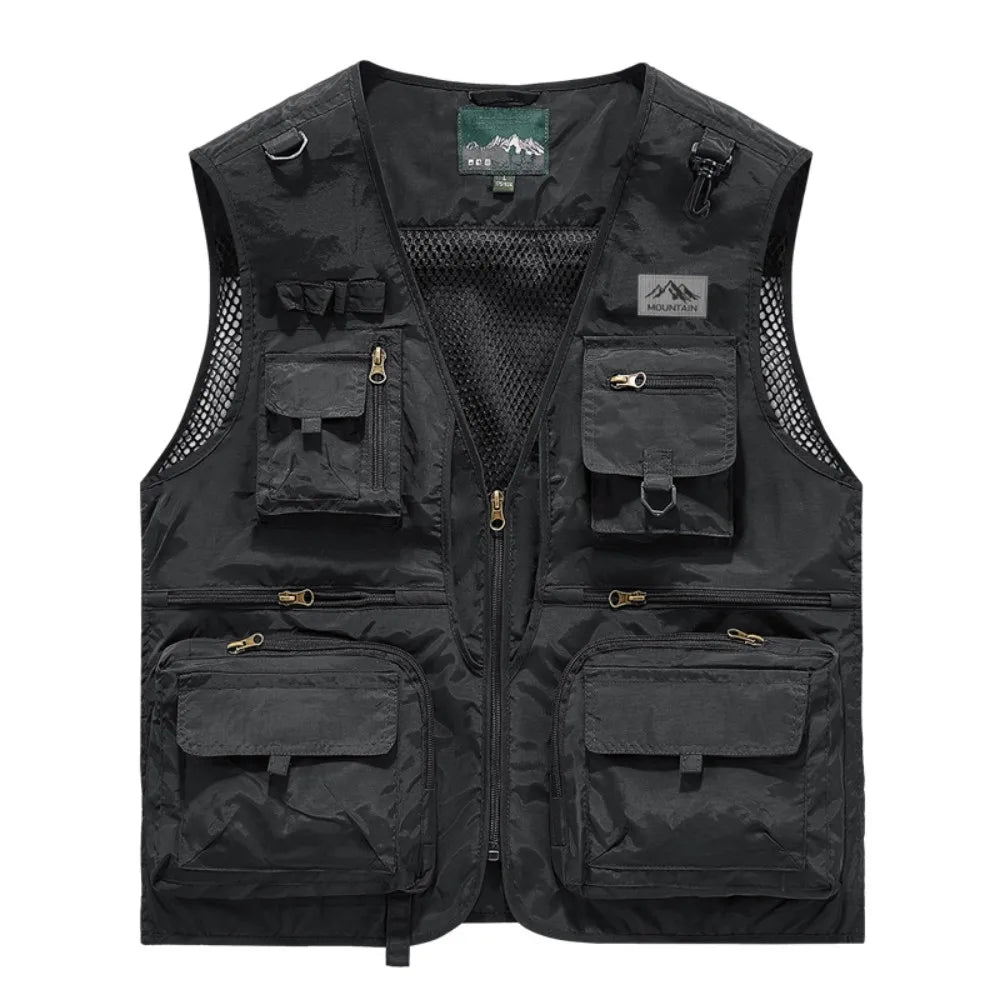 8 Colors S-5XL UK Plus Size Men's Multi-Pocket Vest, New Breathable Outdoor Fishing Vest, High-Quality Design, Casual High-Tech Men's Jacket