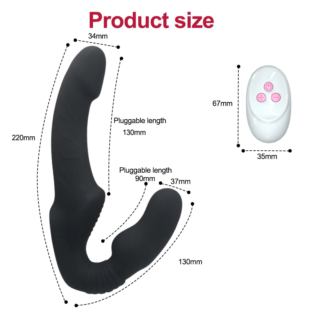 Sex Strapless Strap-on Dildo Vibrators for Women Double-heads Vibrating Penis Lesbian Erotic Toys for Adult Sex Toys for Couples