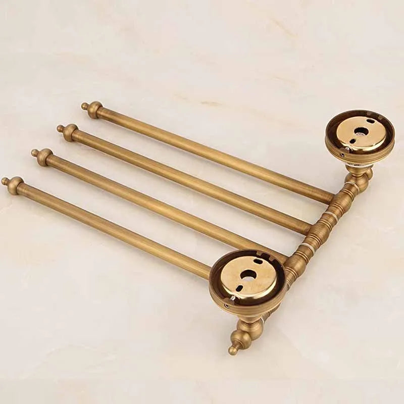 NEW Arrivals Luxury Antique Brass Movable Towel Bar - Heavy Duty Wall Mounted Towel Holder for Bathroom & Kitchen