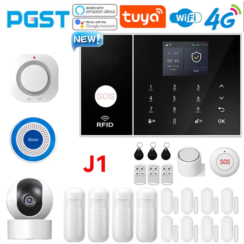 NEW HOT SALE 4G PG108 TUYA APP Control Alexa Voice Google WI-FI Support Home Alarm Anti-Theft System Smart Life APP Camera  SOS One Click Help Wireless Safe Security for House Villa Business Shops 433MHz