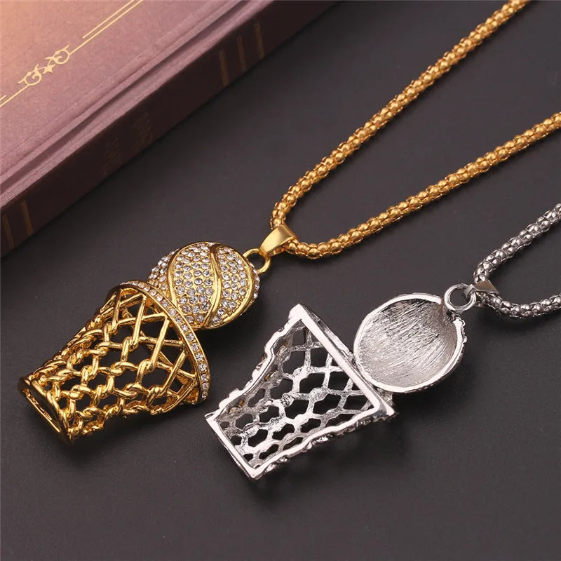 NEW Fashion Street Exaggerated Punk Basketball Pendant Necklace for Women Men Sports Hip Hop Chain Jewelry Accessories