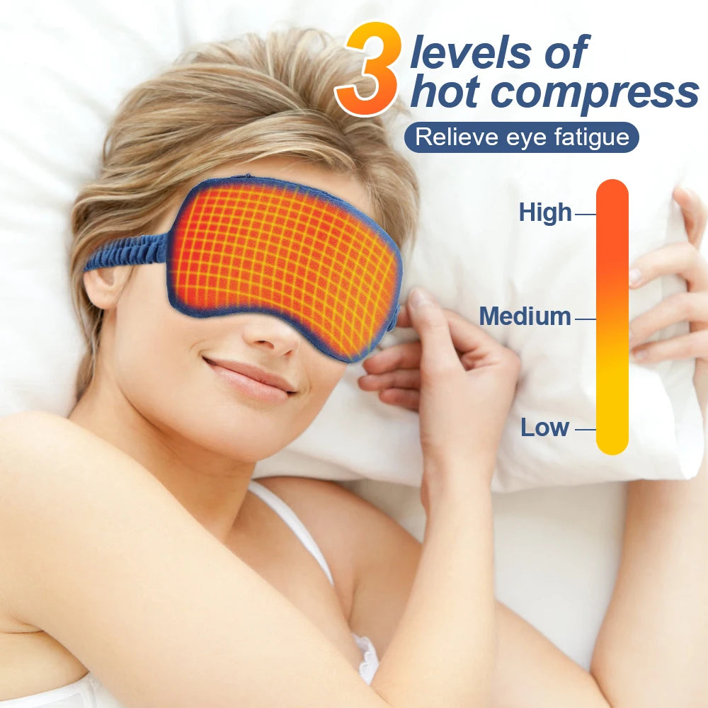 Electric Heated Eye Mask, USB Eye Mask for Dry Eyes with Constant Heating Temperature, Warm Compress Heating Pad for Sleep Dark Circles Removal Eye Strain Massage Relaxation Mask