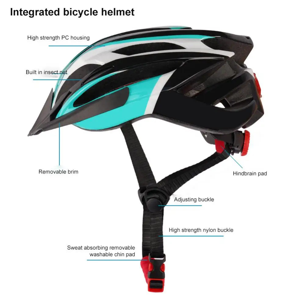 Helmet With LED Rear Light For Women Men Bike MTB With Detachable Visor Lightweight And Vented Mountain Cycling Helmet