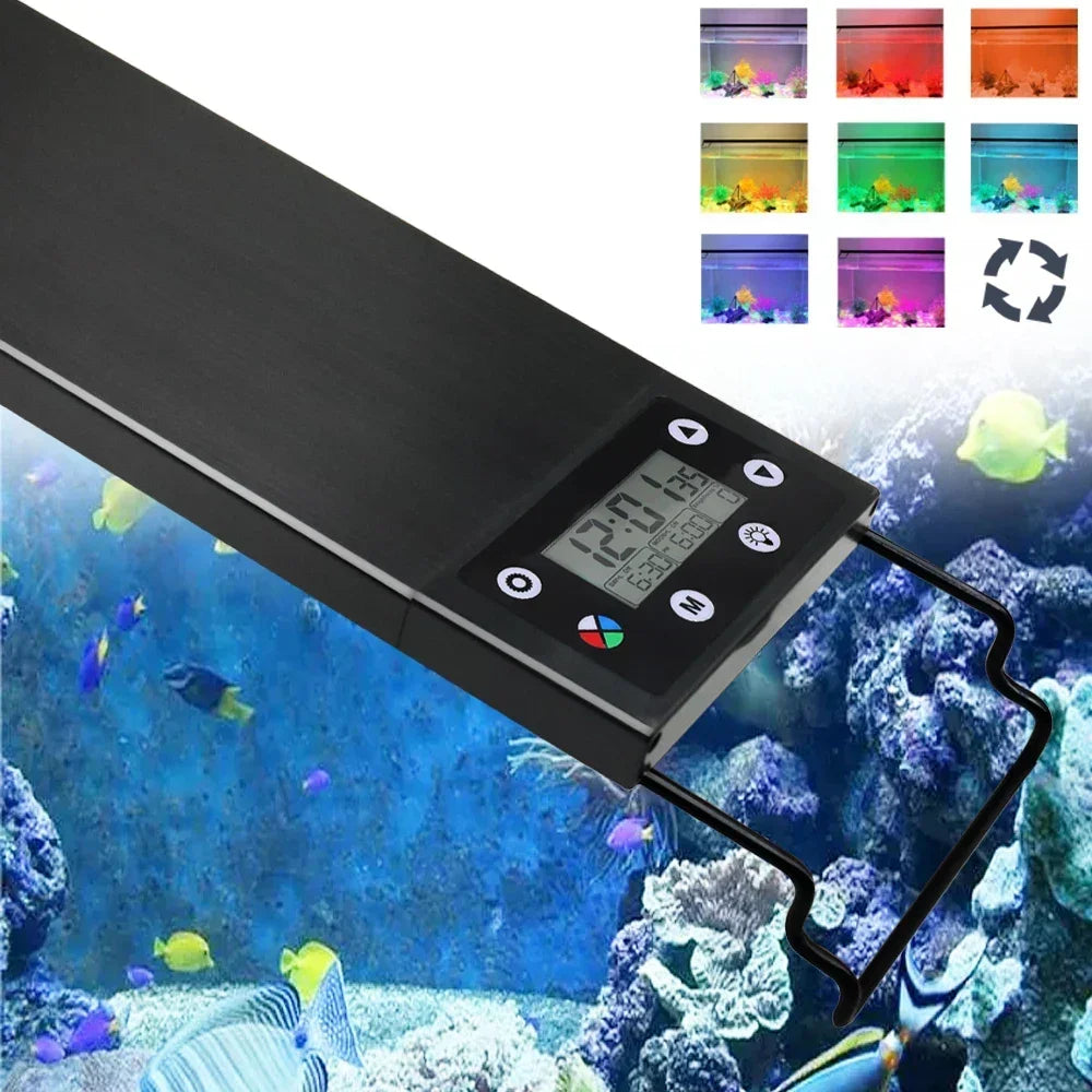 30-45-60cm Fish Tank 24/7 Full Spectrum Lighting LED Light Aquarium Decoration Aquatic Plant Growth Lamp IP68 Waterproof 100V-240V