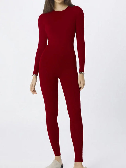 NEW Arrivals Autumn Black Jumpsuits For Women Streetwear Long Sleeve O-Neck Solid Bodycon Sexy Sporty Rompers Casual Skinny Fashion Overall Outdoor Hiking Sports Clothes