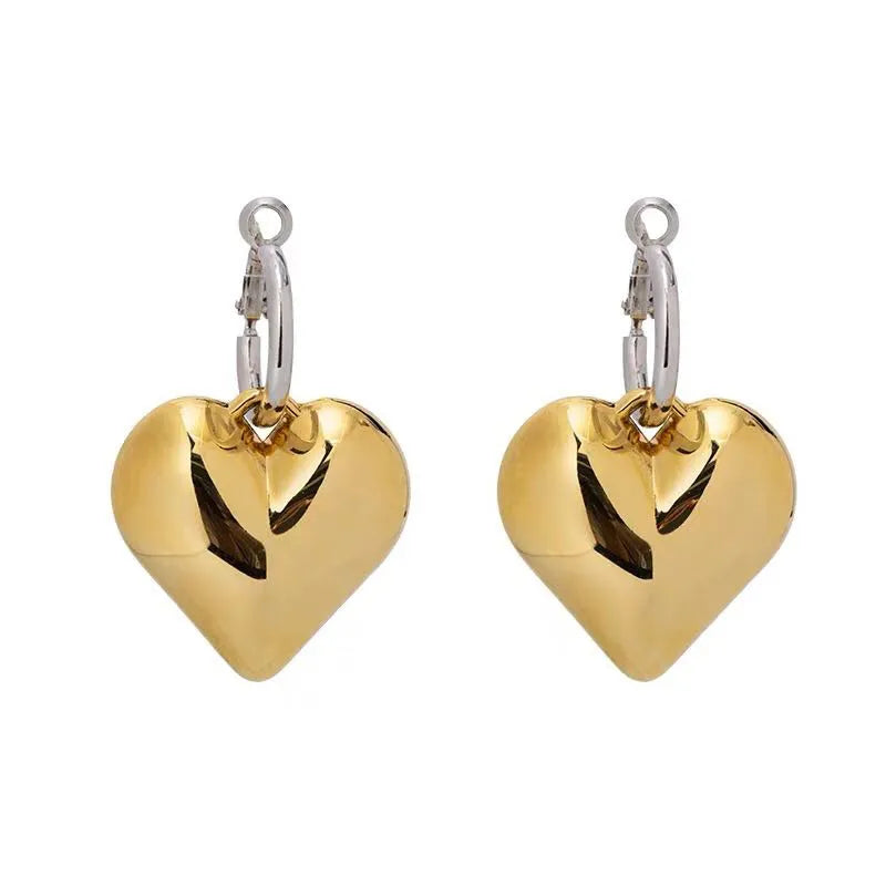 Chic Heart Huggie Hoop Earrings Ins Jewelry  Asymmetric Hoop Earrings For Women New Gold Color Earrings Jewelry Teen Gift