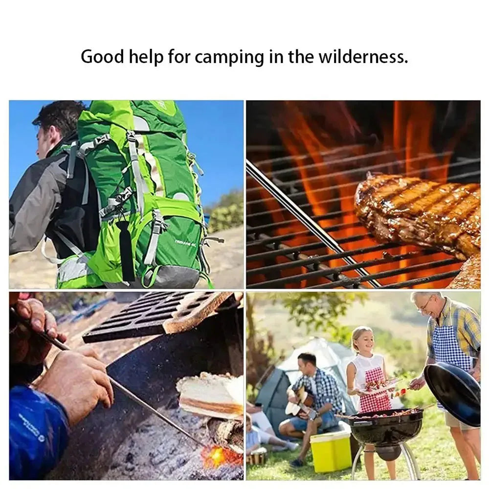 5 PCS Set Outdoor Camping Climbing Stainless Steel Telescopic Fire Blower Professional Camping Ignition Tool Portable Windproof Blow Pipe Outdoor Camping Gear