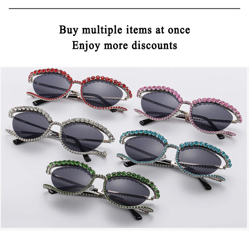 High Quality Brand Designer Rhinestone Sunglasses For Women Luxury Brand Fashion Steampunk Men Eyeglasses Party Beach Shades Accessory Eyewear Supplies