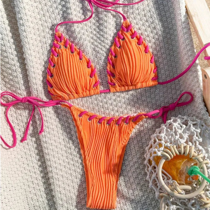NEW 4 Colors UK Size Sexy Brazilian Bikinis Women's Swimwear Female Swimsuit For Swimming Wear Bathing Suits Brazilian Bikini Set Beachwear Water Pool Ladies Sexy Swimwear