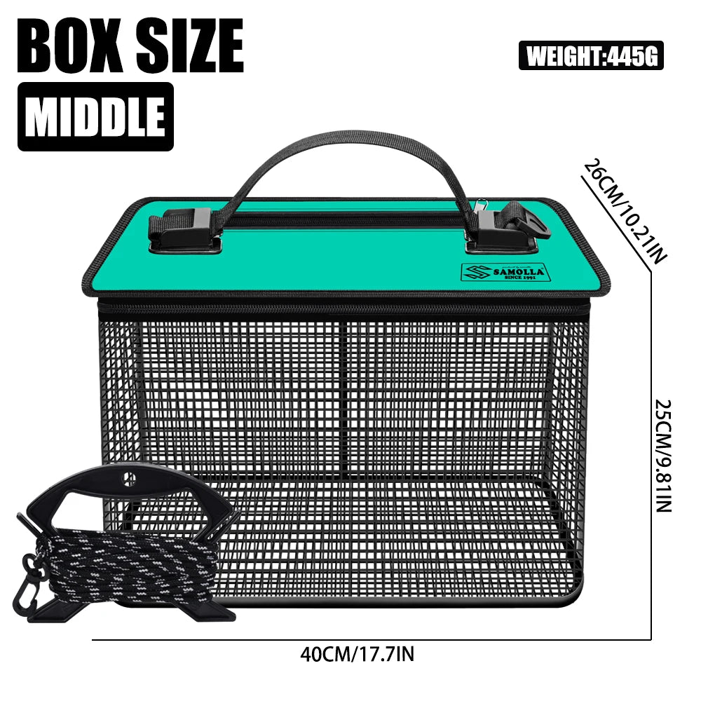 Small  Large Capacity Professional Fishing Protection Live Fish Bucket Box Portable Quick Drying  Bucket Outdoor Fishing Gear Collapsible Fishing Net Cage