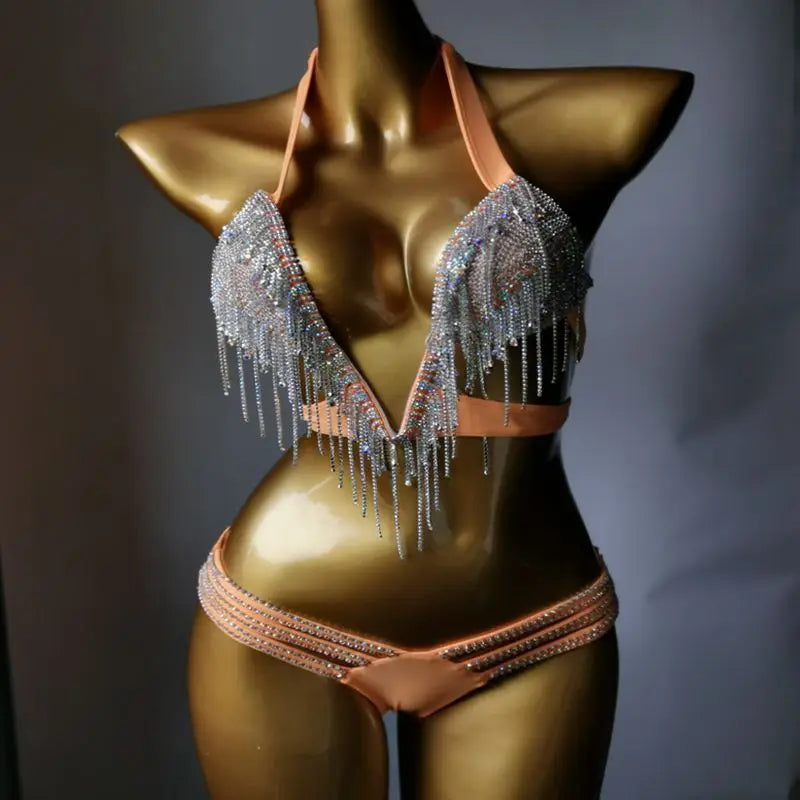 NEW Arrivals 9 Colors Sexy Women Diamond Push Up Crystal V Collar Rhinestone Swimwear Hot Selling Bathing Suit Girls Ladies Luxury Summer Beach Wear