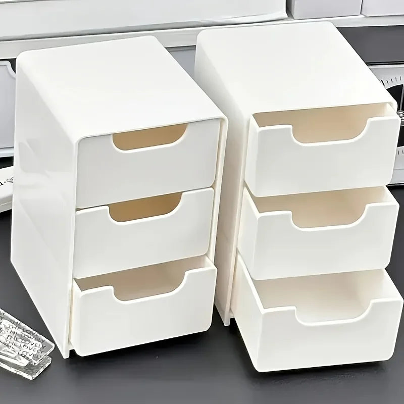 NEW Arrivals Chic 3-Tier Desktop Organizer with Drawers - Ideal for Office Supplies, Jewelry & Cosmetics Storage - Portable Divider Box Cosmetic Accessories