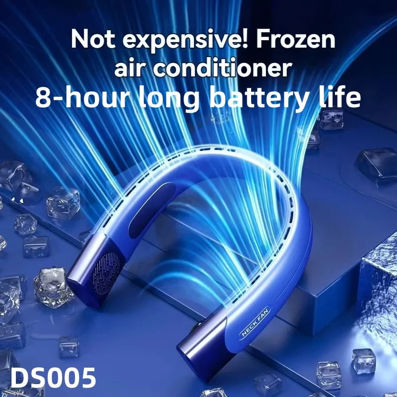 8000mAh USB Hanging Powerful Neck Fan Portable Bladeless Mini Rechargeable Mute LED Digital Display Electric Air Cooler Handheld.