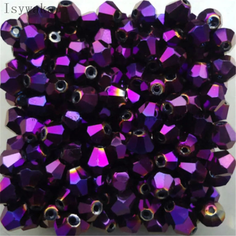 33 Colors 100 PCS Set Blue Multicolor 4mm Bicone Austria Crystal Beads Charm Glass Beads Loose Spacer Bead for DIY Jewelry Making Apparel Accessories Tools Set
