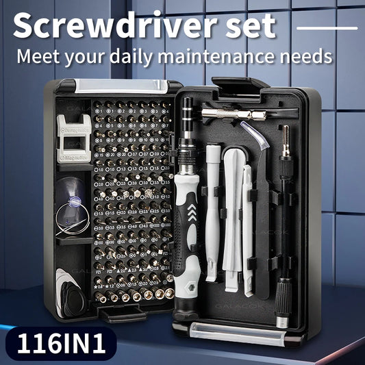 NEW Arrivals 116 in 1 Set Precision Screwdriver Set Magnetic Screw Driver Bit for iPhone PC Laptop Tablets Drones Watch Glasses Professional Repair Tool Kit Black Electronics Supplies