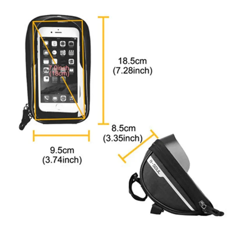 Bike Bag 1L Frame Front Tube Cycling Bag Bicycle Waterproof Phone Case Holder 7 Inches Touchscreen Bag Accessories