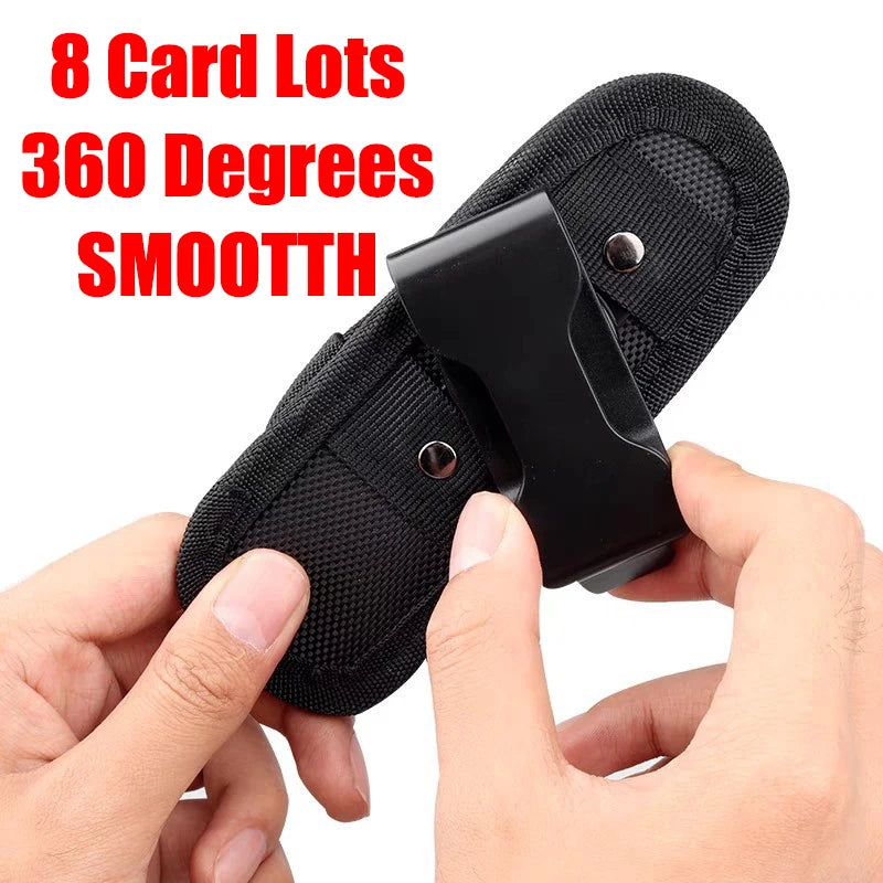 Outdoor Camping Hunting Night Walking Tactical Flashlight Pouch Belt Torch Bag Durable Hunting Lighting Accessory Survival Kits 360 Degree Holster Rotary Torch Case.