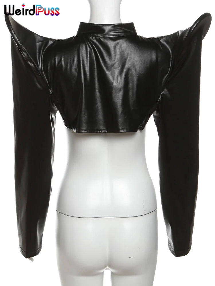 NEW Arrivals  Autumn Fashion Women Short Jacket Full Sleeve Zipper Solid Hipster High Street Y2K Festival Evening Rave Party Nigh Club Outerwear Wild Super Mini Tops Blouse Girls Sexy Fashion Clothing Supplies