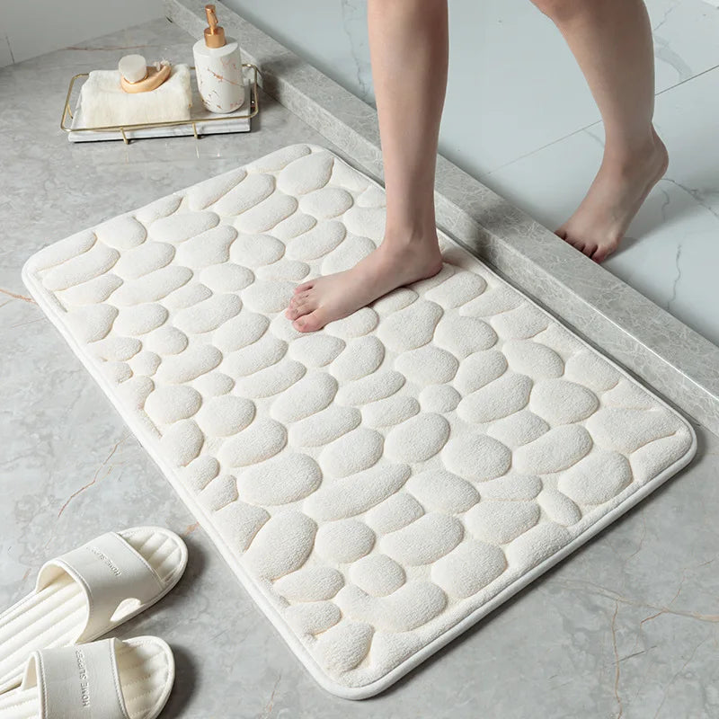 NEW Arrivals 4PCS Set Mat Non-Slip Carpets Cobblestone Embossed Bathroom Bath In Wash Basin Bathtub Side Floor Rug Shower Room Doormat Memory Foam Carpets Bathroom Accessories