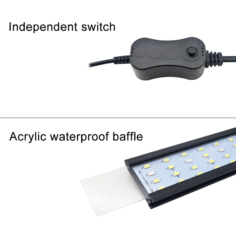 Aquarium LED Fish Tank Light Super Slim Plants Grow Clip Lights Lamp Aquatic Aquarium Lamps Lighting 220V 5W/7W/9W/12W/16W Home Office Hotels Restaurants Decoration Supplies