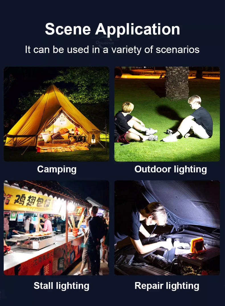 10000000LM Solar Portable LED Lamp Bright Rechargeable Multifunction Waterproof Camping Lamps Outdoor Emergency Portable Lantern