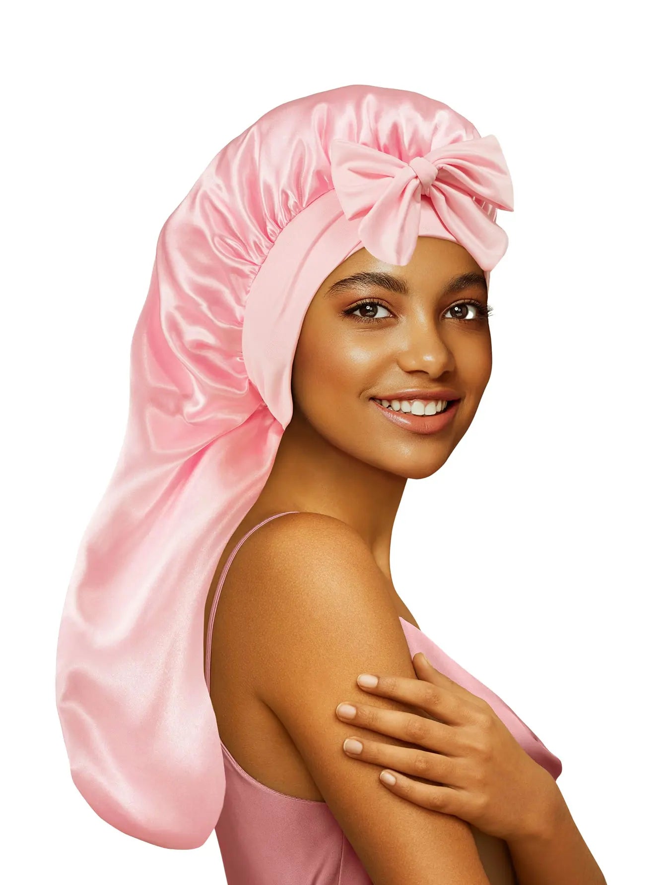 Soft Silky Long Satin Bonnet For Women Natural Hair And Curly Hair Extra Large Size Hair Cap With Tie For Comfortable Night Sleep Hair Protection