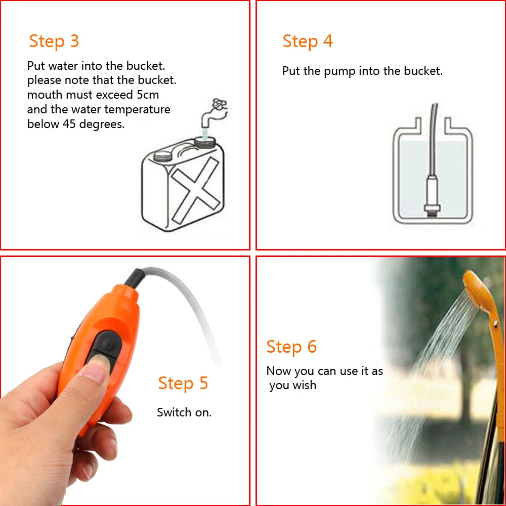 Cleaning Tool Portable Car Shower DC 12V Car Washer Outdoor Camping Travel Shower with Cigarette Lighter Car Washing