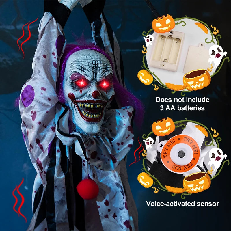 Electric Halloween Decorations New Style Hanger Clown Nurse Witch Voice Control Toys Electric Hanging Ghost Horror Scene Props