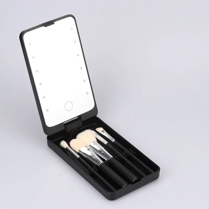 NEW Arrivals Make-Up Mirror Set with Lid Dustproof Organizer Lighted Makeup Brush Set Mirror for Bloggers Outdoor Travel Night Club Women Cosmetic Sets